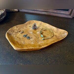 Handmade freeform rustic wooden root decorative bowl.